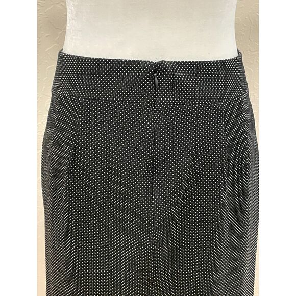 ~ Ann Taylor Factory Skirt 12 Lined Black Dots Zip Hook Slit Pleat Straight - Picture 7 of 15